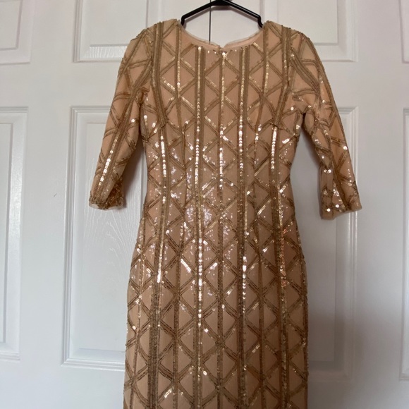 ASOS GOLD SEQUIN DRESS PETITE - Picture 4 of 9